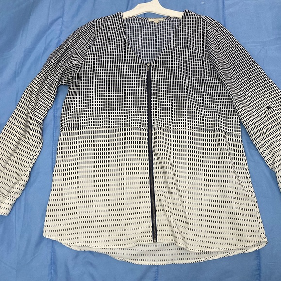 Apologize Pleione Women’s Blouse v neck with zipper in front long sleeve Size M - Picture 1 of 11